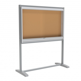 Info-Vitrine, freistehend, 190 cm hoch, 160x12 cm (B/T), Rückwand: Kork Info-Vitrine, freistehend, 190 cm hoch, 160x12 cm (B/T), Rückwand: Kork
